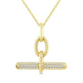 1/6 Ctw Round Cut Diamond T-Bar Fashion Pendant With Chain in 10K Yellow Gold