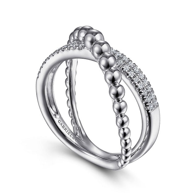 925 Sterling Silver White Sapphire Bujukan Criss Cross Ring