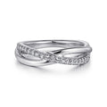 925 Sterling Silver White Sapphire Pave Criss Cross Ring