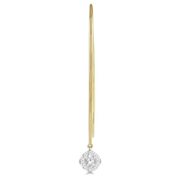 1/2 Ctw Cushion Shape Shine Bright Round Cut Diamond Earrings in 14K Yellow & White Gold