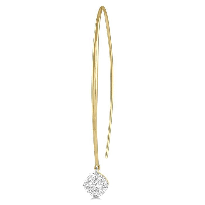 1/2 Ctw Cushion Shape Shine Bright Round Cut Diamond Earrings in 14K Yellow & White Gold