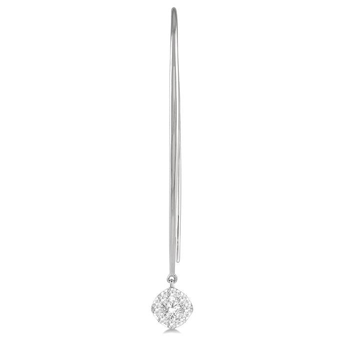 1/2 Ctw Cushion Shape Shine Bright Round Cut Diamond Earrings in 14K White Gold