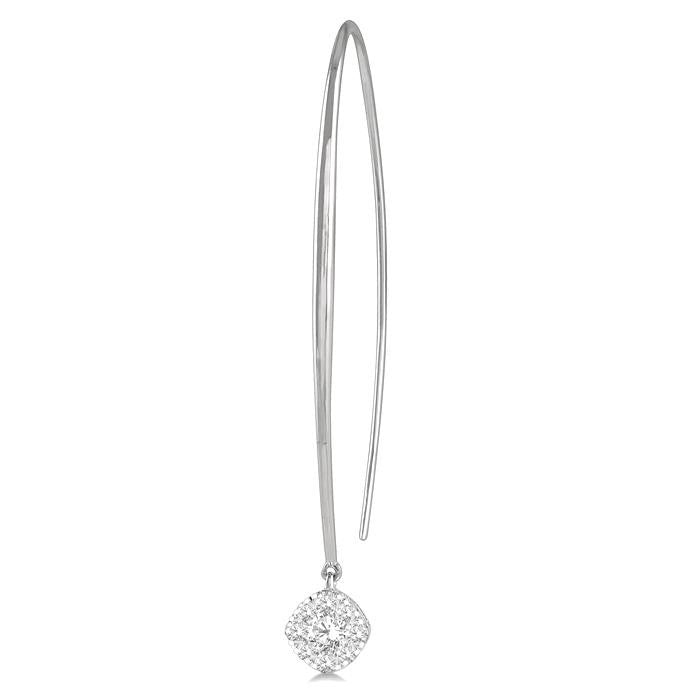 1/2 Ctw Cushion Shape Shine Bright Round Cut Diamond Earrings in 14K White Gold