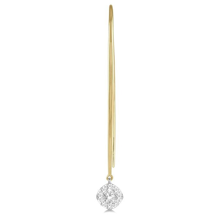 1/2 Ctw Cushion Shape Shine Bright Round Cut Diamond Earrings in 14K Yellow & White Gold