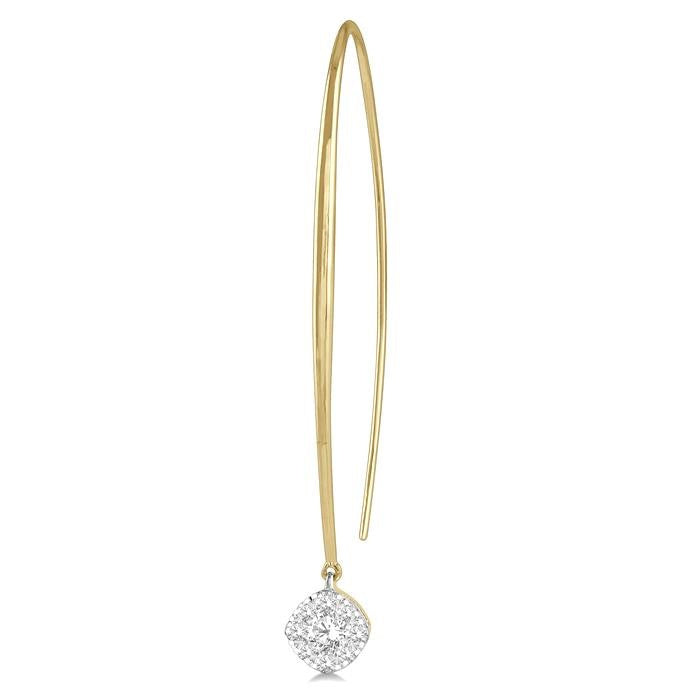 1/2 Ctw Cushion Shape Shine Bright Round Cut Diamond Earrings in 14K Yellow & White Gold