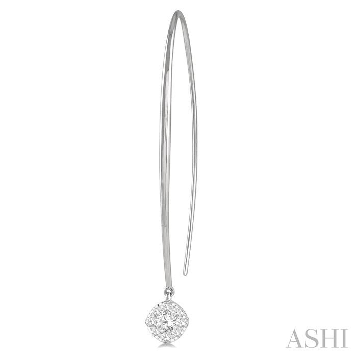 1/2 Ctw Cushion Shape Shine Bright Round Cut Diamond Earrings in 14K White Gold