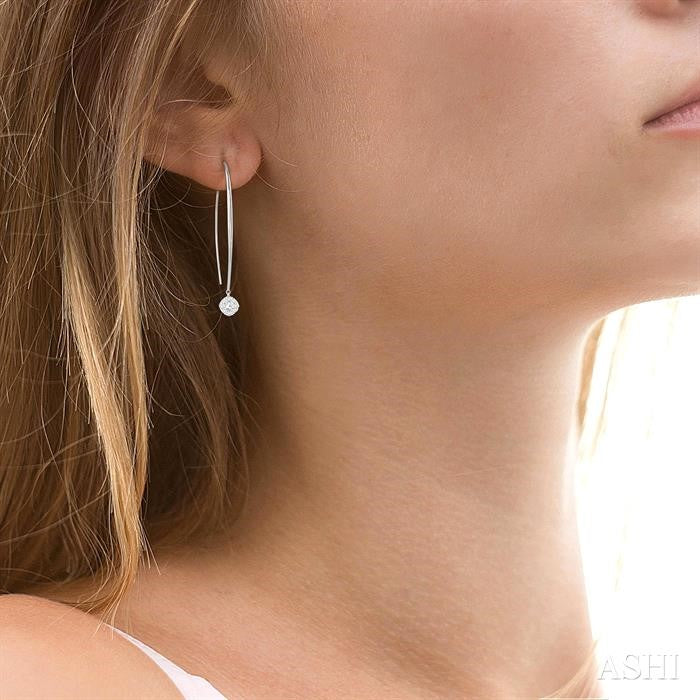 1/2 Ctw Cushion Shape Shine Bright Round Cut Diamond Earrings in 14K White Gold