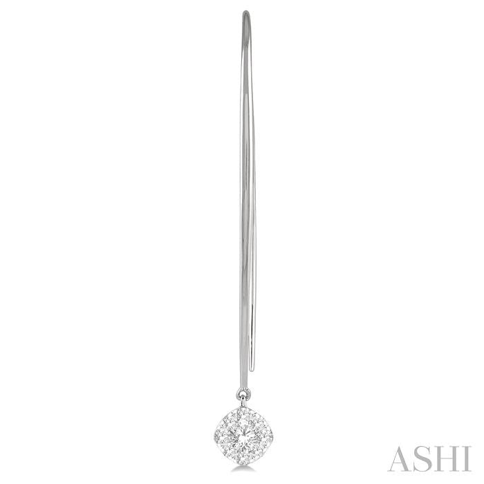 1/2 Ctw Cushion Shape Shine Bright Round Cut Diamond Earrings in 14K White Gold