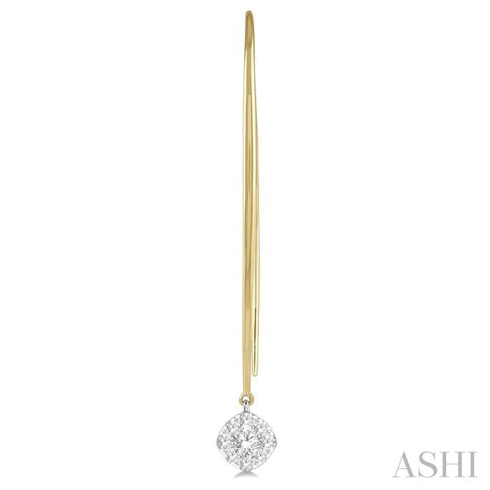 1/2 Ctw Cushion Shape Shine Bright Round Cut Diamond Earrings in 14K Yellow & White Gold