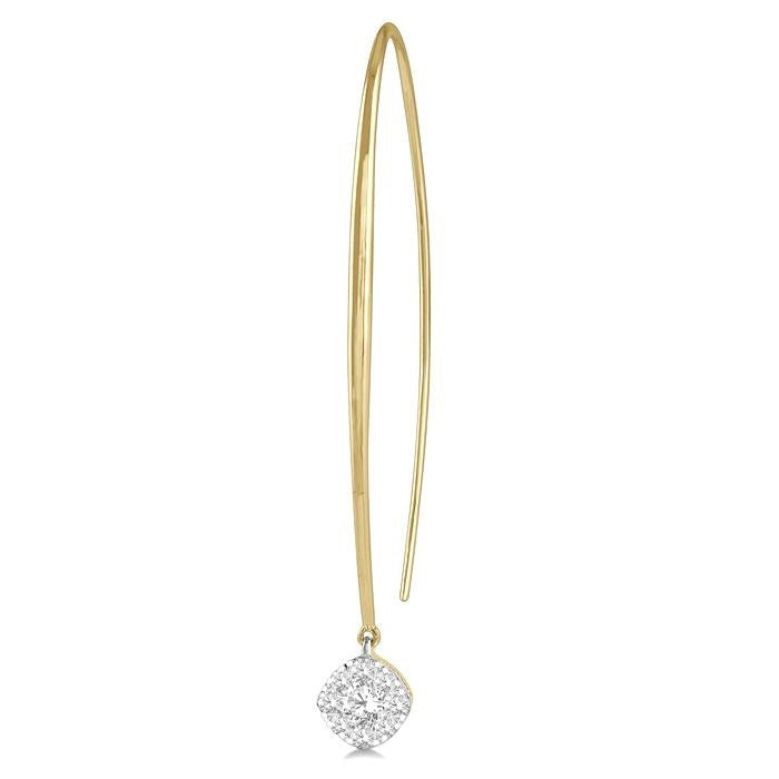 1/3 Ctw Cushion Shape Shine Bright Round Cut Diamond Earrings in 14K Yellow & White Gold
