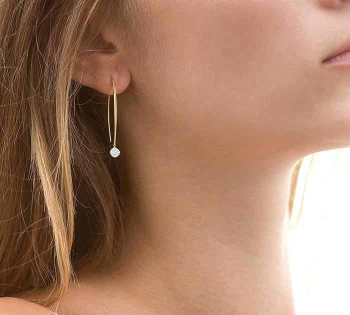 1/3 Ctw Cushion Shape Shine Bright Round Cut Diamond Earrings in 14K Yellow & White Gold