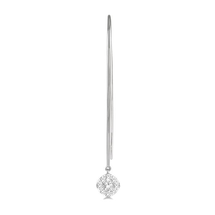 1/3 Ctw Cushion Shape Shine Bright Round Cut Diamond Earrings in 14K White Gold