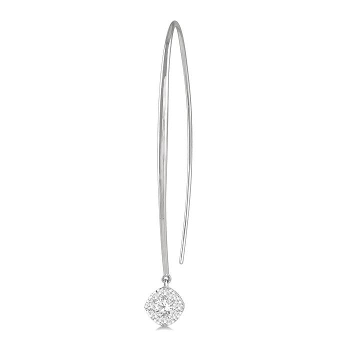1/3 Ctw Cushion Shape Shine Bright Round Cut Diamond Earrings in 14K White Gold