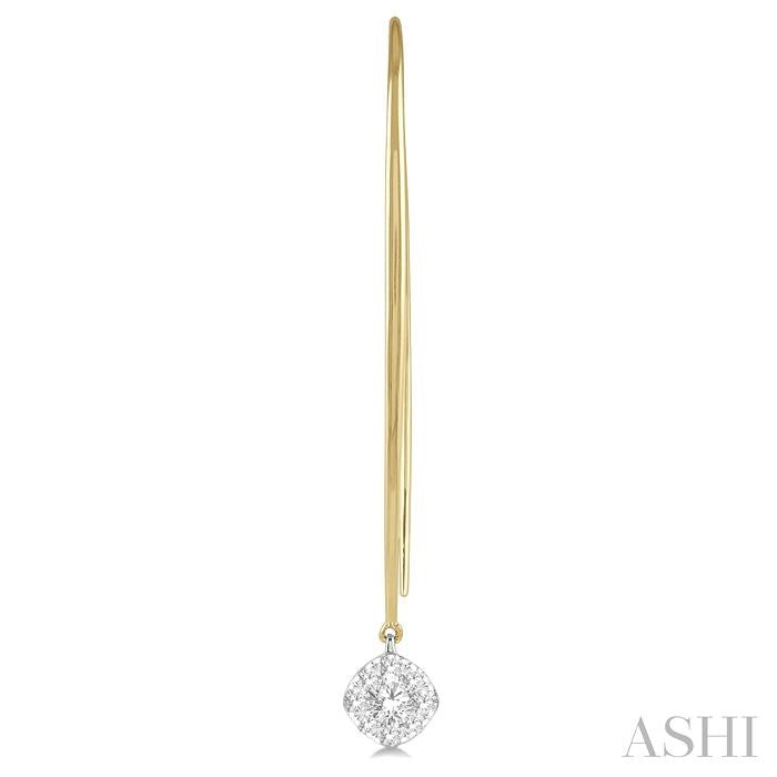 1/3 Ctw Cushion Shape Shine Bright Round Cut Diamond Earrings in 14K Yellow & White Gold