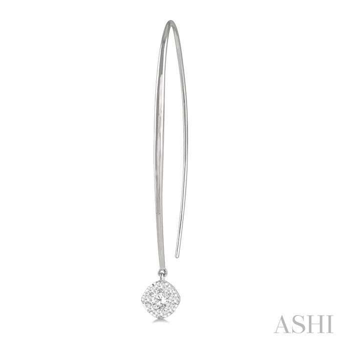 1/3 Ctw Cushion Shape Shine Bright Round Cut Diamond Earrings in 14K White Gold