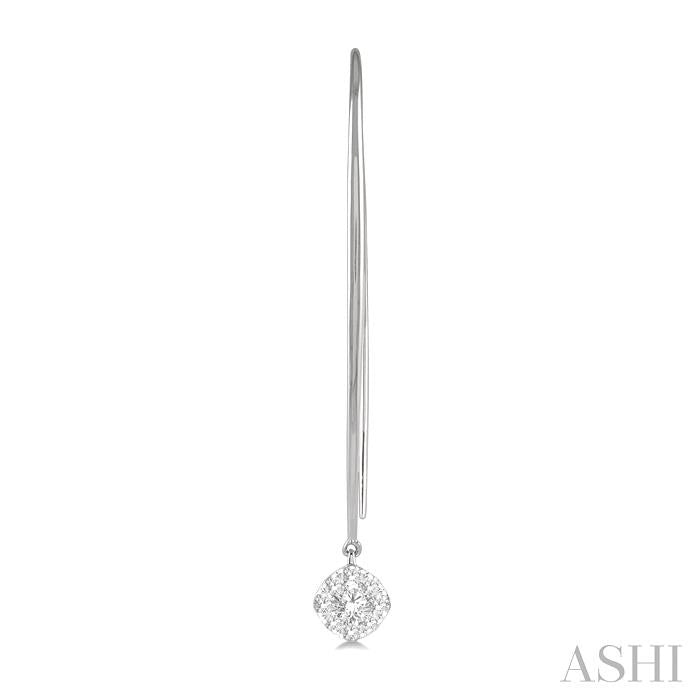 1/3 Ctw Cushion Shape Shine Bright Round Cut Diamond Earrings in 14K White Gold