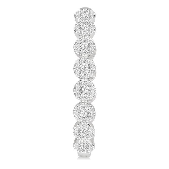 2 Ctw Circular Link Shine Bright In-Out Round Cut Diamond Hoop Earrings in 14K White Gold