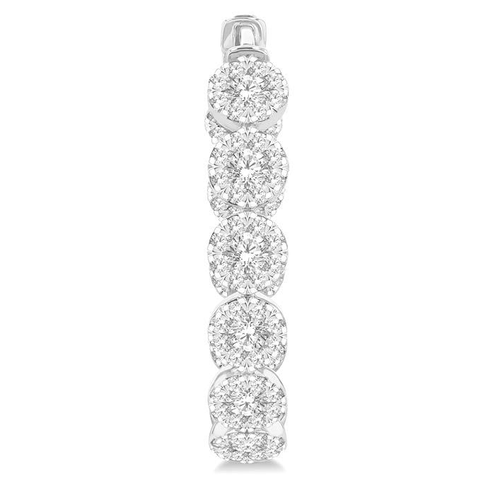 4 1/5 Ctw Circular Link Shine Bright In-Out Round Cut Diamond Hoop Earrings in 14K White Gold
