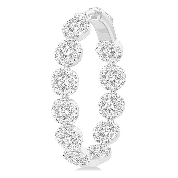 4 1/5 Ctw Circular Link Shine Bright In-Out Round Cut Diamond Hoop Earrings in 14K White Gold