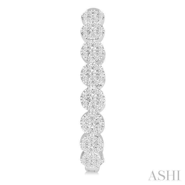 2 Ctw Circular Link Shine Bright In-Out Round Cut Diamond Hoop Earrings in 14K White Gold