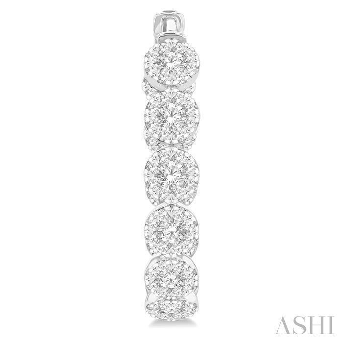 4 1/5 Ctw Circular Link Shine Bright In-Out Round Cut Diamond Hoop Earrings in 14K White Gold
