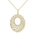 1 Ctw Open Window Swirl Circle Round Cut Diamond Fashion Pendant With Chain in 14K Yellow Gold