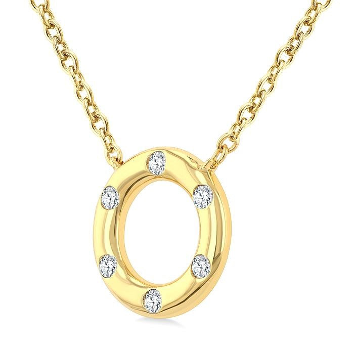 1/8 Ctw Hollow Cut Circle Round Cut Diamond Mosaic Petite Pendant With Chain in 10K Yellow Gold