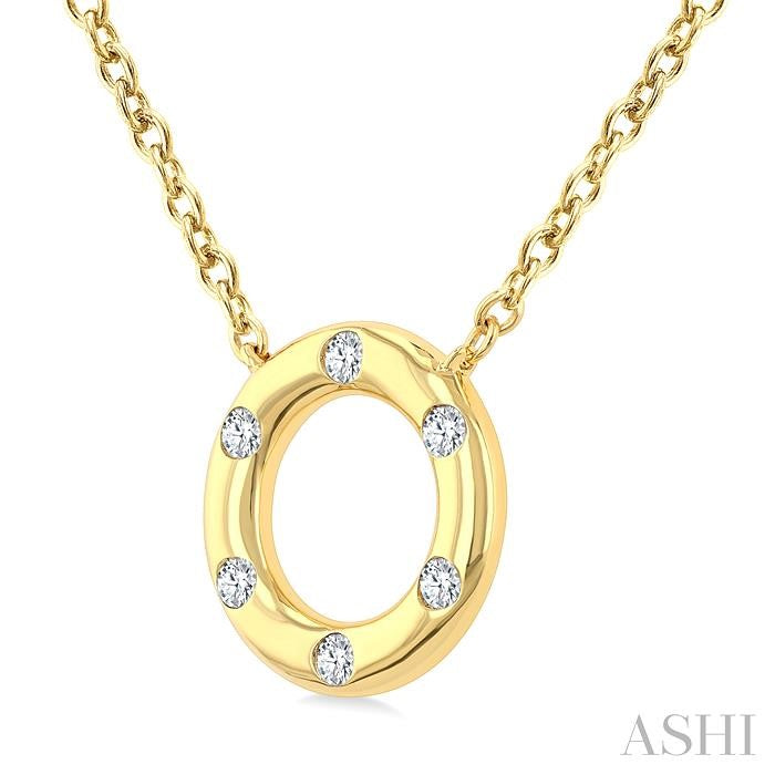 1/8 Ctw Hollow Cut Circle Round Cut Diamond Mosaic Petite Pendant With Chain in 10K Yellow Gold