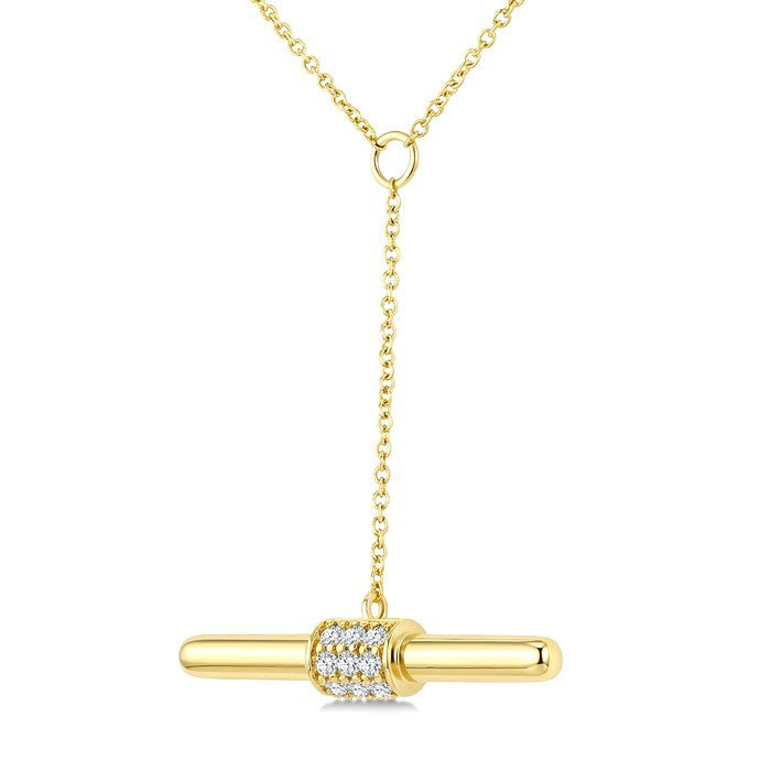 1/10 Ctw Round Cut Diamond T-Bar Fashion Necklace in 10K Yellow Gold