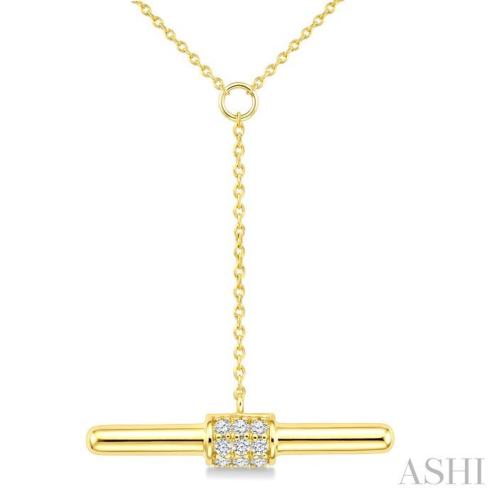 1/10 Ctw Round Cut Diamond T-Bar Fashion Necklace in 10K Yellow Gold