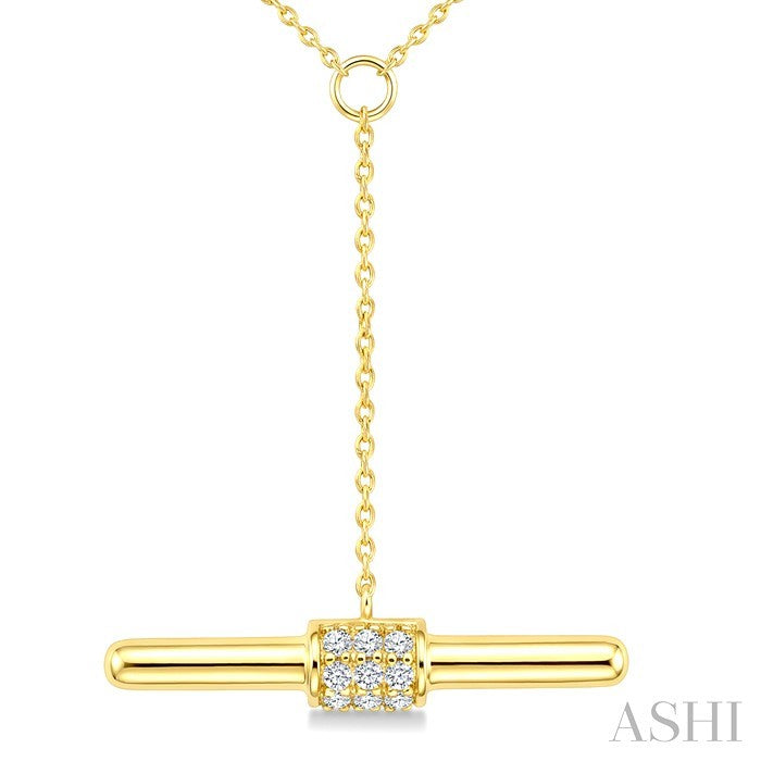 1/10 Ctw Round Cut Diamond T-Bar Fashion Necklace in 10K Yellow Gold
