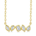 1/3 Ctw Bezel Set Mixed Cut Diamond Fancy Bar Necklace in 14K Yellow Gold