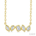 1/3 Ctw Bezel Set Mixed Cut Diamond Fancy Bar Necklace in 14K Yellow Gold