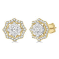 3/4 Ctw Star Lattice Shine Bright Round Cut Diamond Earrings in 14K Yellow and White Gold