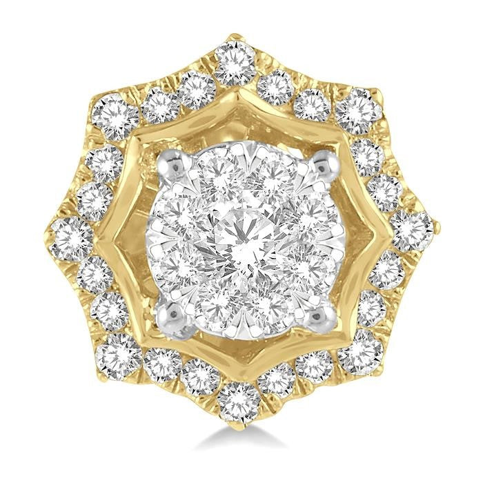 1/2 Ctw Star Lattice Shine Bright Round Cut Diamond Earrings in 14K White and Yellow Gold