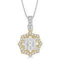 1/3 Ctw Star Lattice Shine Bright Round Cut Diamond Pendant With Chain in 14K White and Yellow Gold