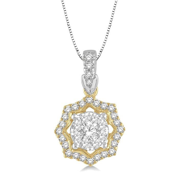 Lilith Nettle Round Shape Halo Shine Bright Diamond Fashion Pendant