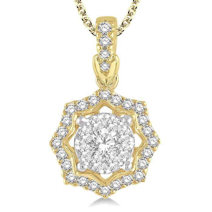 Fen Sable Round Shape Halo Shine Bright Diamond Fashion Pendant