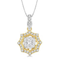 1/4 Ctw Star Lattice Shine Bright Round Cut Diamond Pendant With Chain in 14K White and Yellow Gold