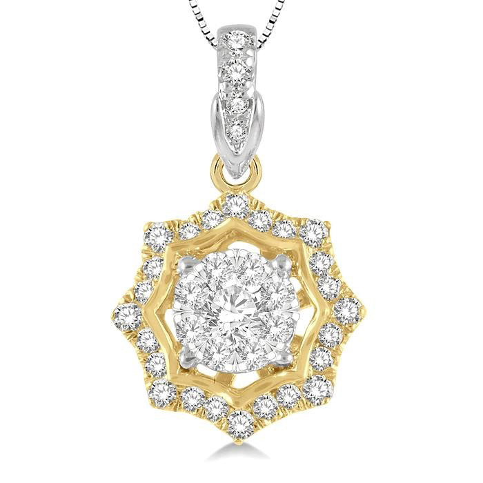 Hera Zaira Round Shape Halo Shine Bright Diamond Fashion Pendant