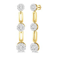 3/4 Ctw Shine Bright Round Cut Diamond Paperclip Link Earrings in 14K Yellow and White Gold