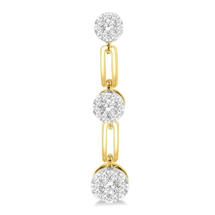 3/4 Ctw Shine Bright Round Cut Diamond Paperclip Link Earrings in 14K Yellow and White Gold