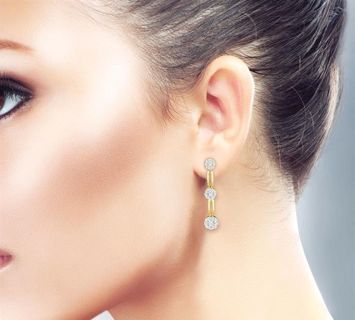 3/4 Ctw Shine Bright Round Cut Diamond Paperclip Link Earrings in 14K Yellow and White Gold