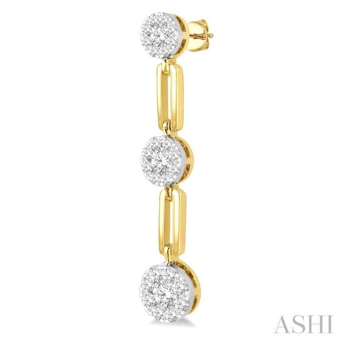 3/4 Ctw Shine Bright Round Cut Diamond Paperclip Link Earrings in 14K Yellow and White Gold