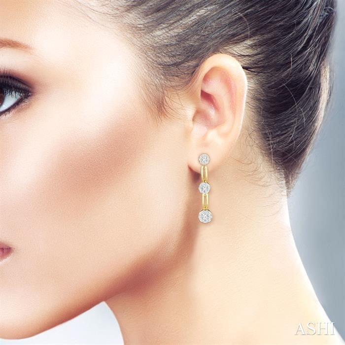 3/4 Ctw Shine Bright Round Cut Diamond Paperclip Link Earrings in 14K Yellow and White Gold
