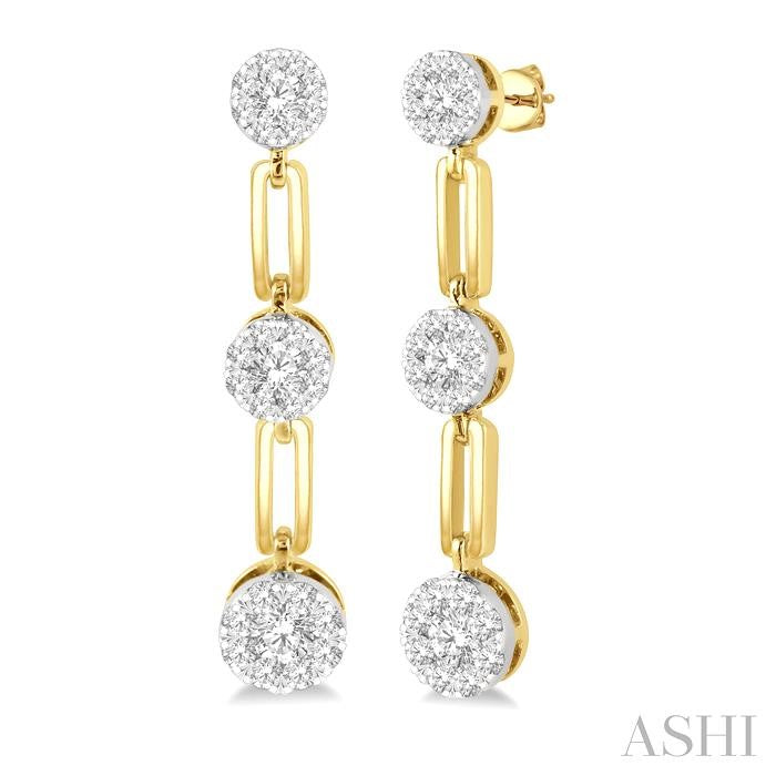 3/4 Ctw Shine Bright Round Cut Diamond Paperclip Link Earrings in 14K Yellow and White Gold