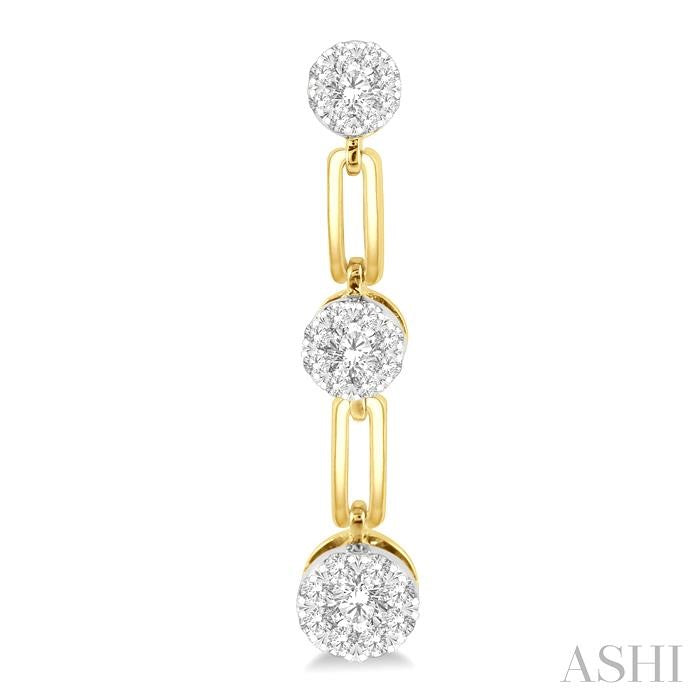 3/4 Ctw Shine Bright Round Cut Diamond Paperclip Link Earrings in 14K Yellow and White Gold