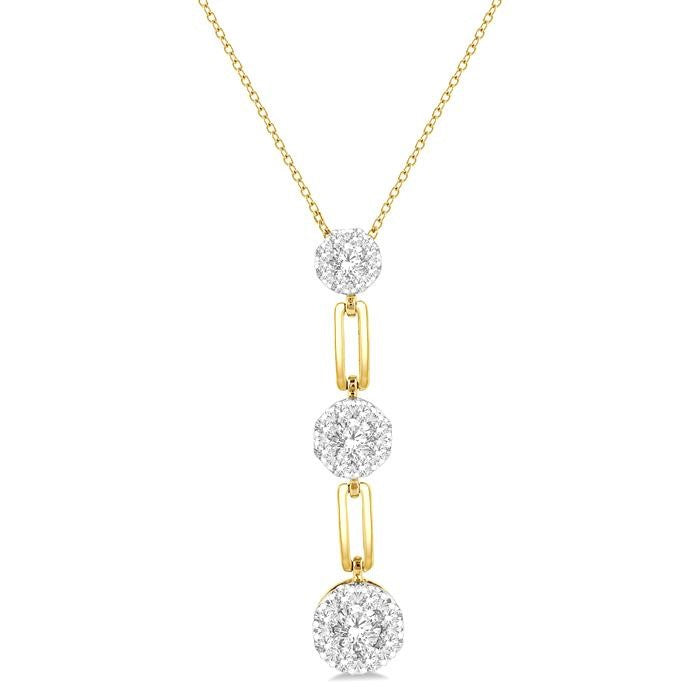 1/2 Ctw Shine Bright Round Cut Diamond Paperclip Link Pendant With Chain in 14K Yellow and White Gold