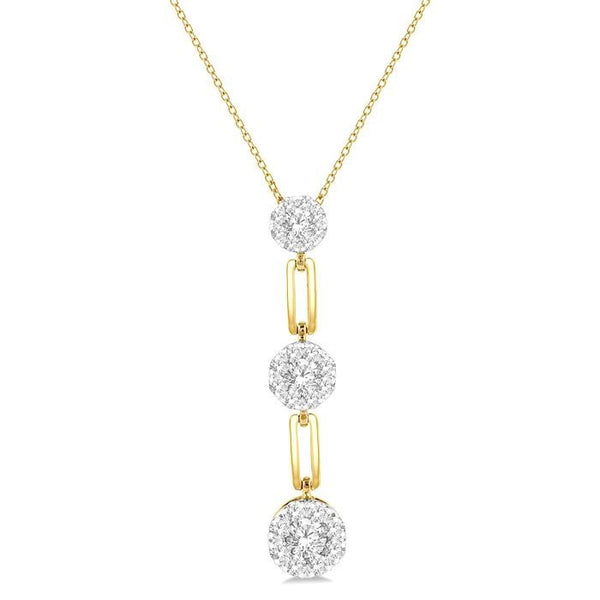 1/2 Ctw Shine Bright Round Cut Diamond Paperclip Link Pendant With Chain in 14K Yellow and White Gold