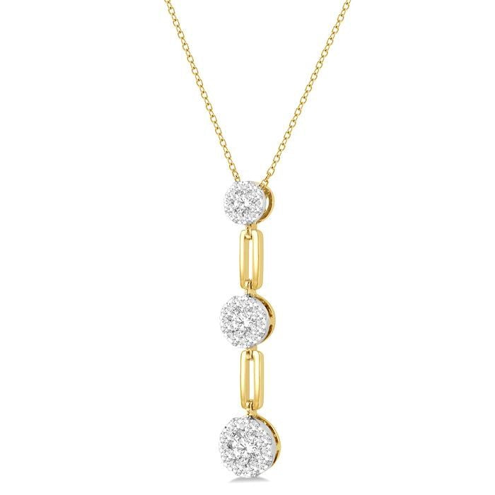 1/2 Ctw Shine Bright Round Cut Diamond Paperclip Link Pendant With Chain in 14K Yellow and White Gold